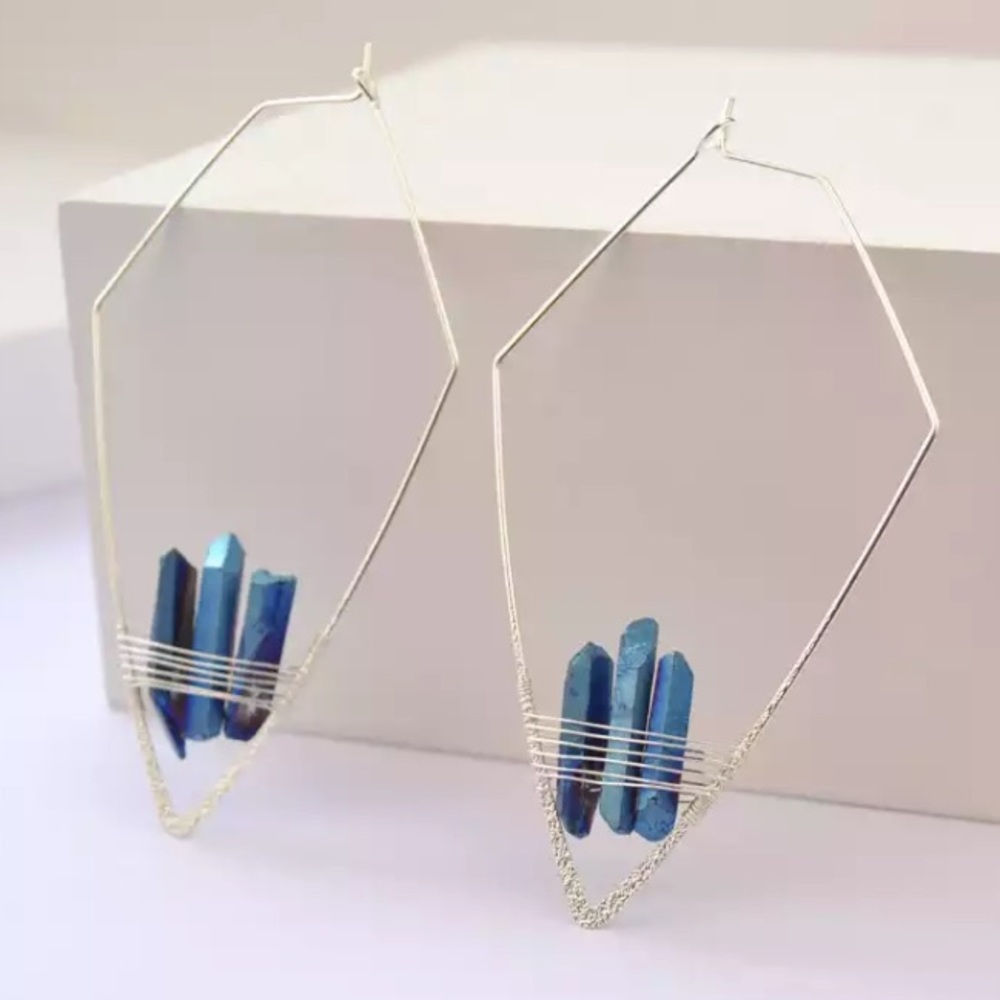 Royal Blue Geode Threader Hoops!